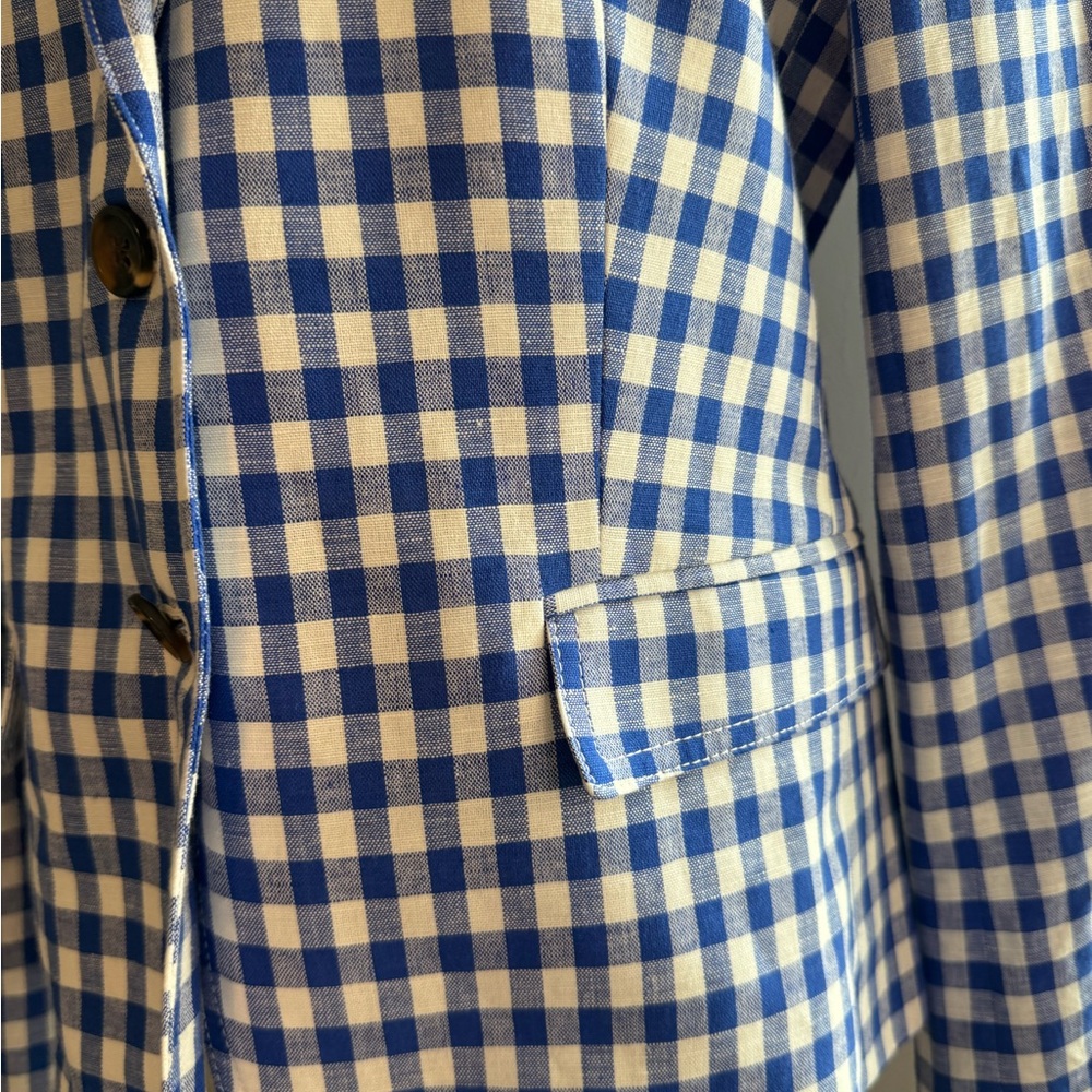 J. Crew Blue and White Gingham Blazer - Picture 5 of 11